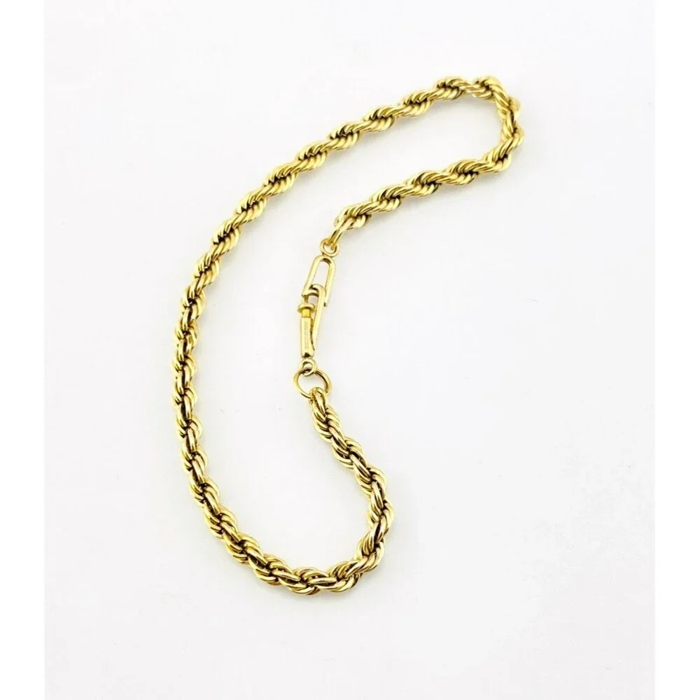 Vintage Gold Filled Rope Chain Bracelet 7 Inch 3mm Tube Clasp